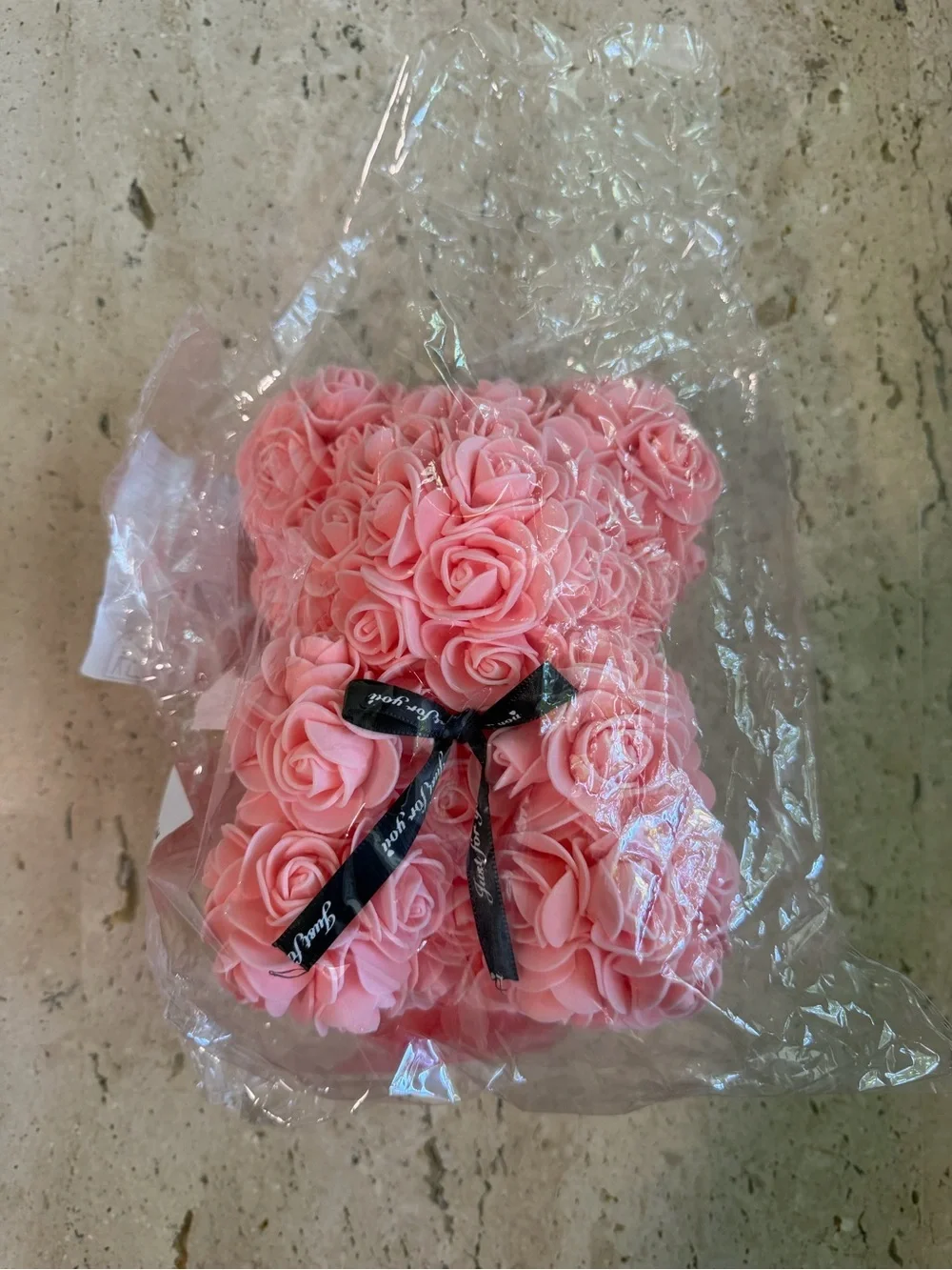 Adorable Pink Foam Rose Teddy Bear NEW “Just for You”